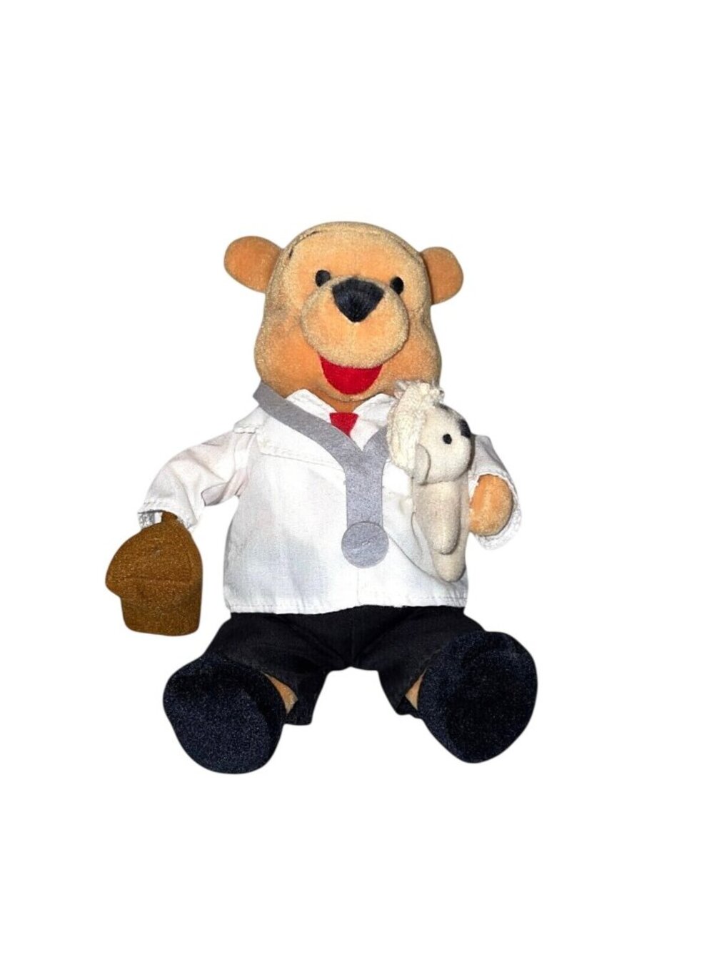 VTG Disney Store Doctor Pooh Plush Toy w/ Puppy Dog Stethoscope Kidcore Y2K